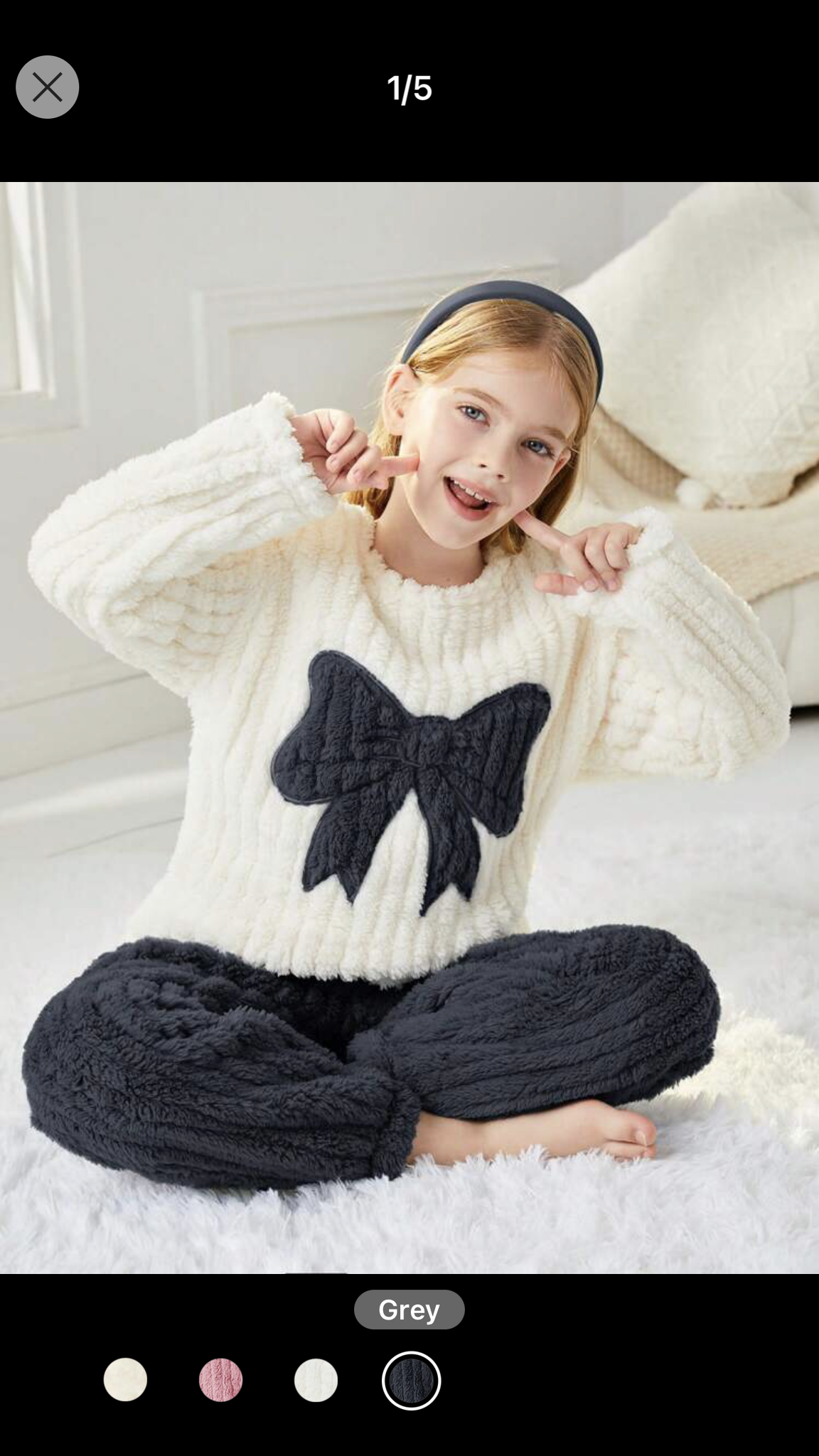 Tween Girl Bow Pattern Flannel Top & Pants PJ Set 9Y 124-134