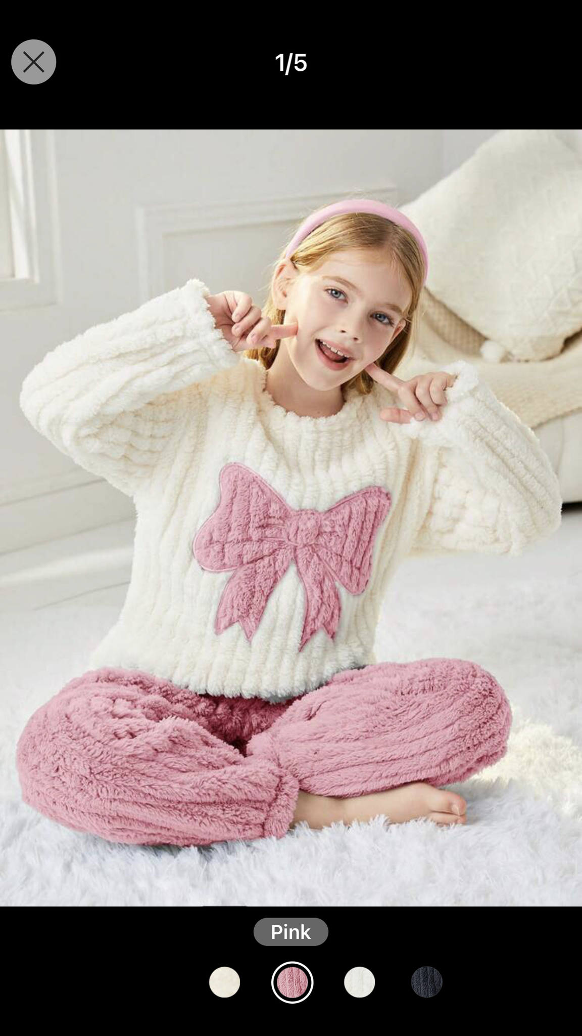 Tween Girl Bow Pattern Flannel Top & Pants PJ Set 9Y 124-134