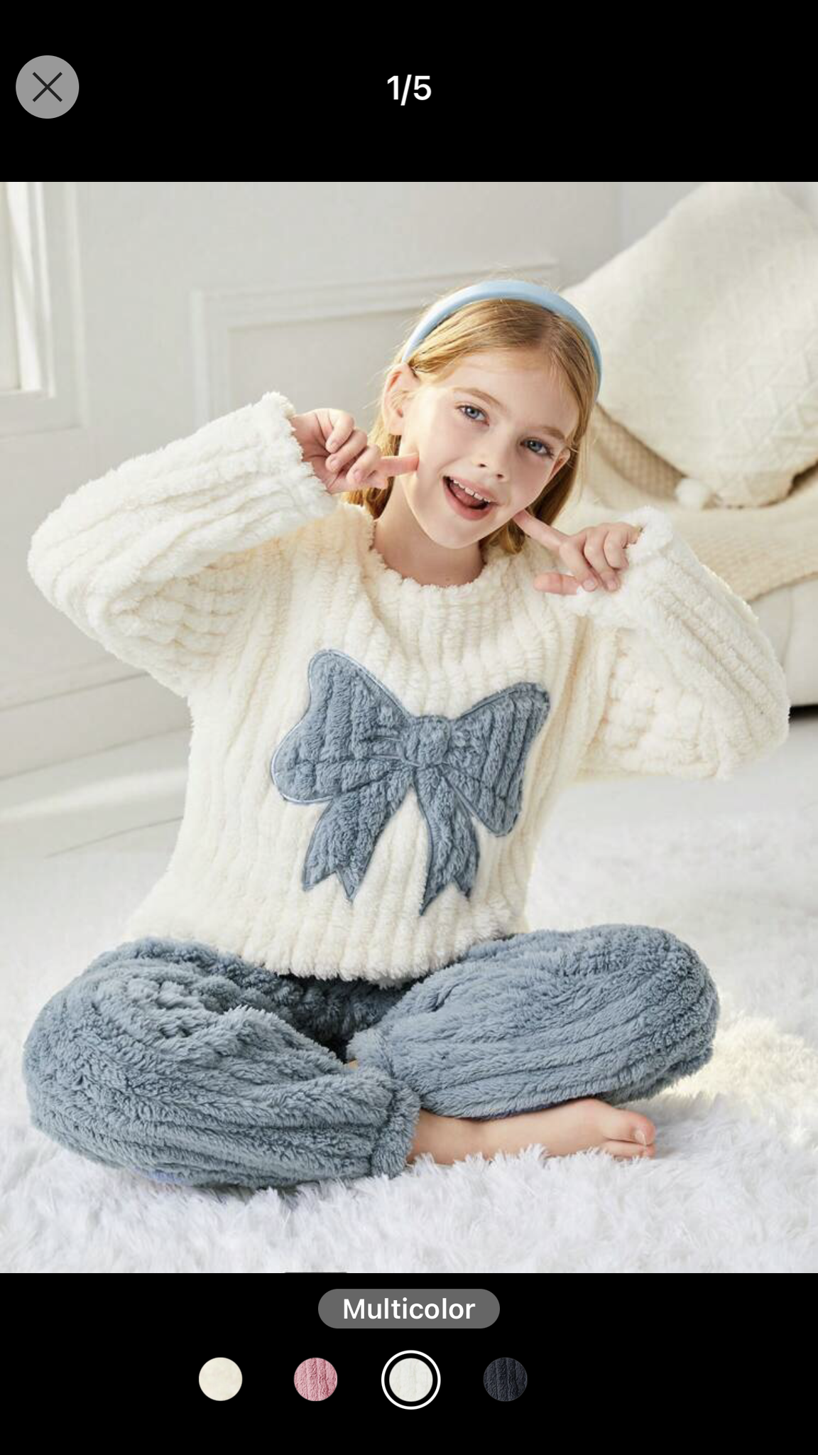 Tween Girl Bow Pattern Flannel Top & Pants PJ Set 9Y 124-134