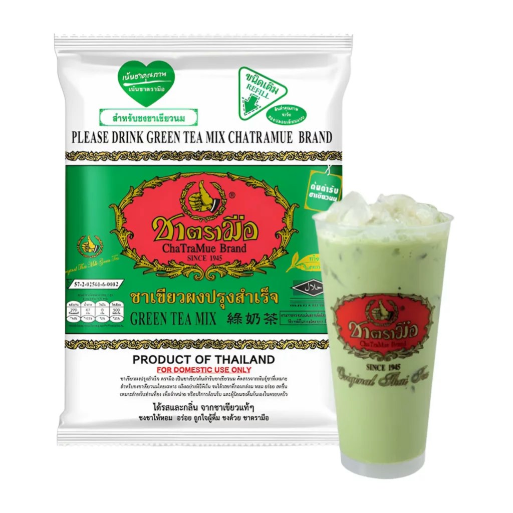 Chatramue Grønn Te Blandingsposer Green Tea, 200g – Frisk grønn teblanding fra Thailand i praktiske poser klare til bruk. Perfekt for sunn og forfriskende te.
