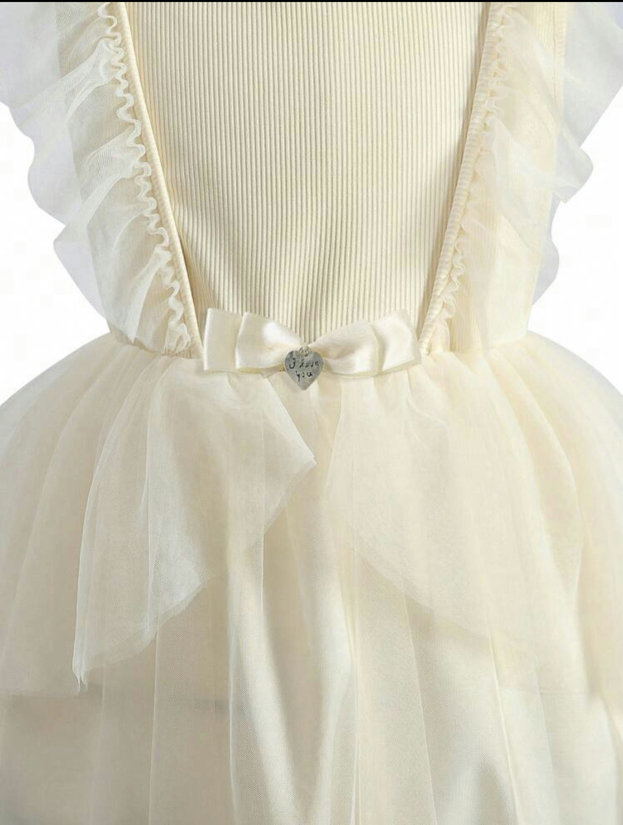 Tween Girls Ruffle Trim Mesh Overlay Gown Dress 9Y