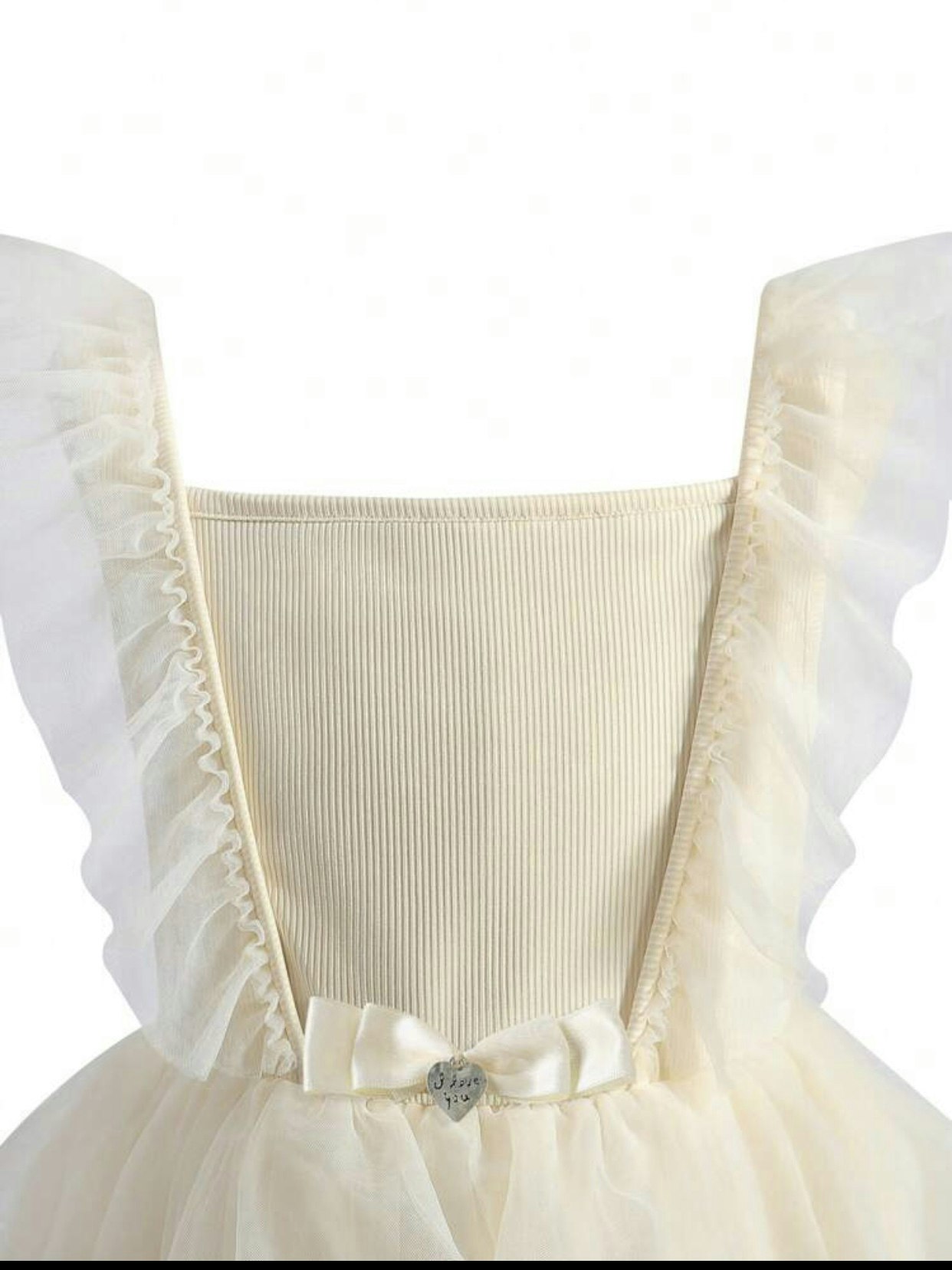 Tween Girls Ruffle Trim Mesh Overlay Gown Dress 9Y