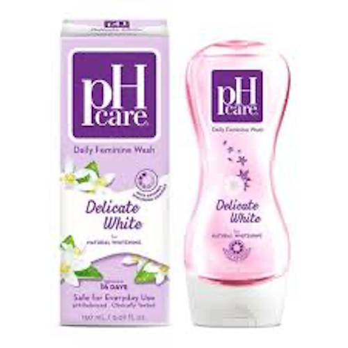 PH CARE Delicate White 150mlPh Care Daily Feminine Wash Delicate White is a gentle feminine cleanser/wash with natural whitening for healthy and odor-free intimate hygiene.