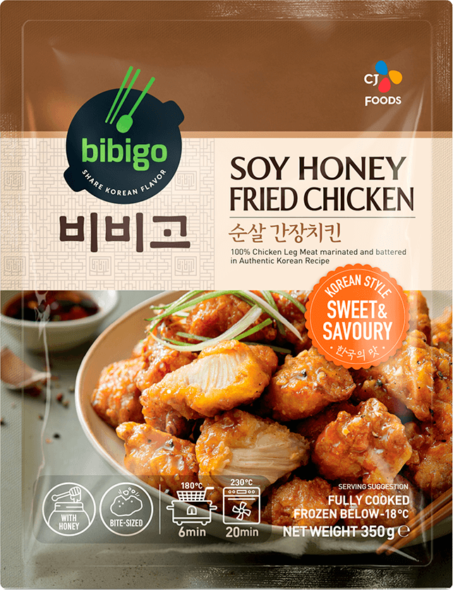 Bibigo Korean Style Fried Chicken with Soy & Honey Sauce Frozen 350g