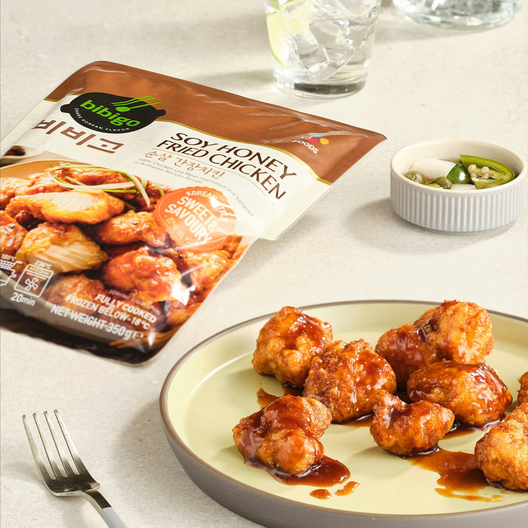 Bibigo Korean Style Fried Chicken with Soy & Honey Sauce Frozen 350g