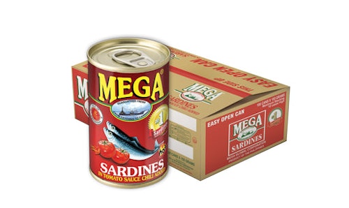 Mega sardines in tomato  sauce  chili added hot 155g