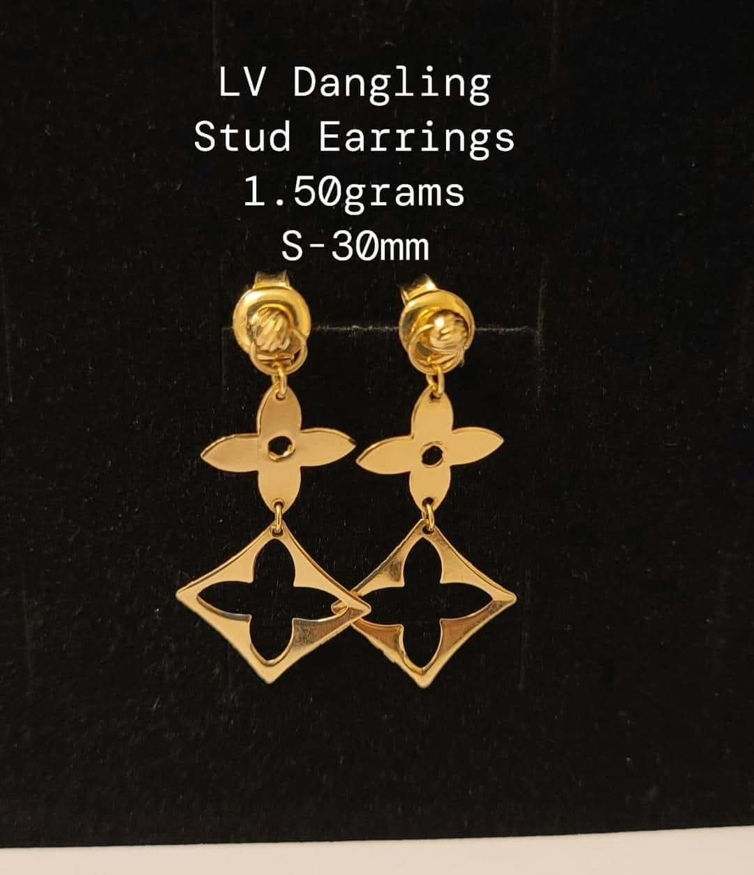 LV DANGLING STUD EARRINGS 1.50grams size 30mm