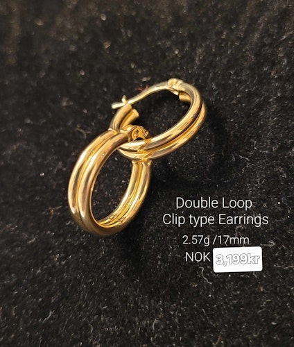 Dubai Gold  Double  Loop Clip type Earings 2.57g / 17mm