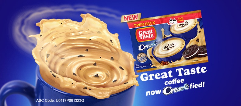 Enjoy creamy aromanamnam Great Taste coffee, now with real Cream-O cookie crumbles in the NEW Great Taste Cream-O coffee