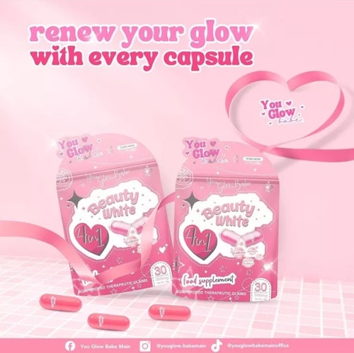 Beauty White 4-i-1 Glutathione 30 kapsler fra You Glow Babe 💯% Autentisk  ( Expiration November 28.2026