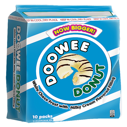 Doowee Donut white Choco  frost with milky  cream flavored  filling  10 stk 420g