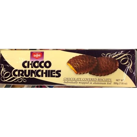 Choco crunchies chocolate covered biscuits Individually wrapped in aluminium foil 200g