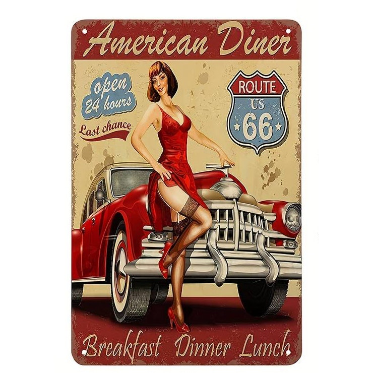 Plåtskylt - "American Diner" 20x30cm