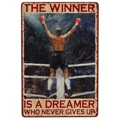 Plåtskylt - "The winner is a dreamer..." 20x30cm