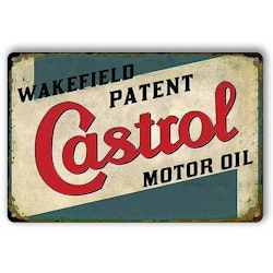 Plåtskylt - "Castrol motor oil" 20x30cm