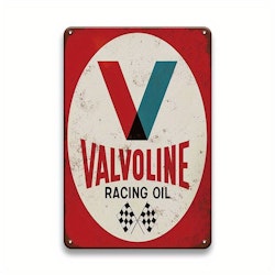 Plåtskylt - "Valvoline racing oil" 20x30cm