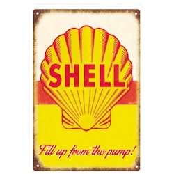 Plåtskylt - "Shell-fill up from the pump" 20x30cm