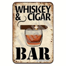 Plåtskylt - "Whisky & Cigar Bar" 20x30cm