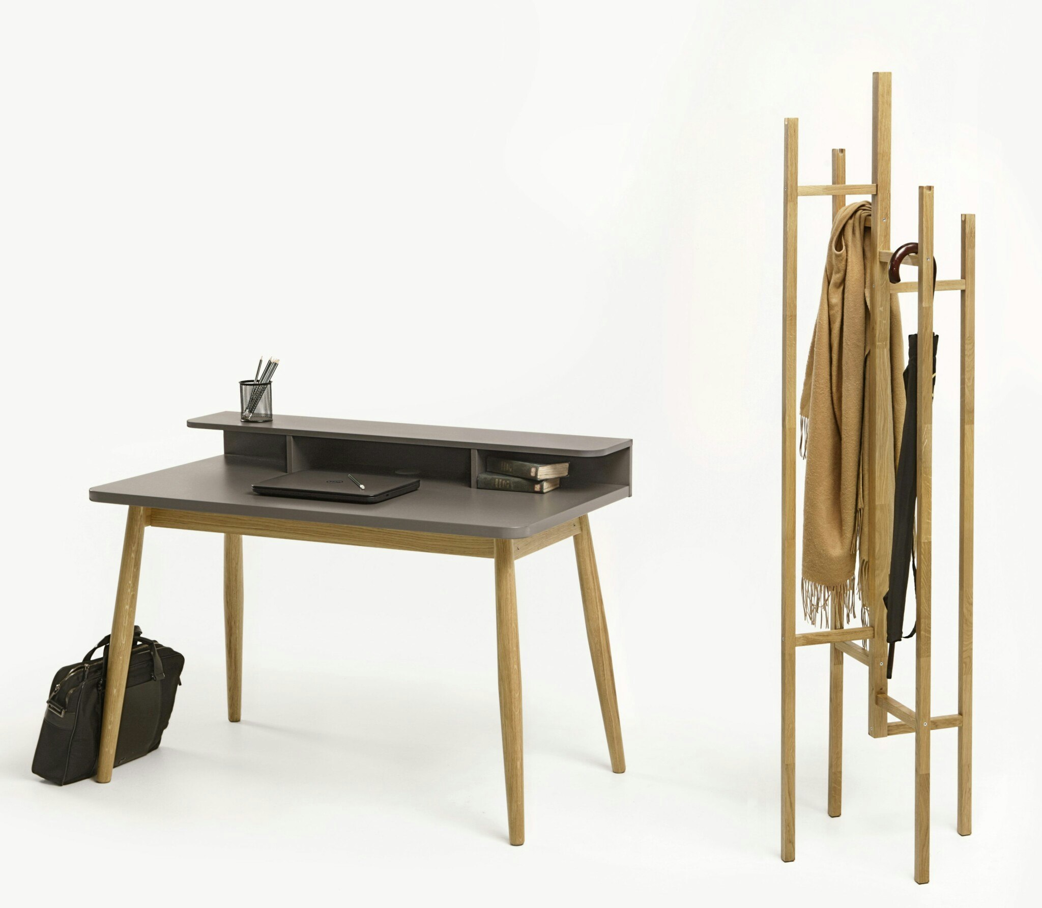 FARSTA GREY/ OAK Skrivbord
