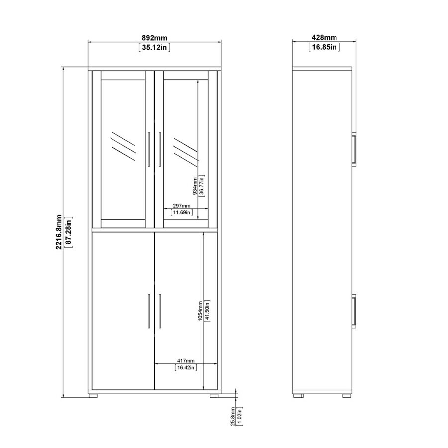 PRIMA 80400/167 Högskåp med 4 dörrar