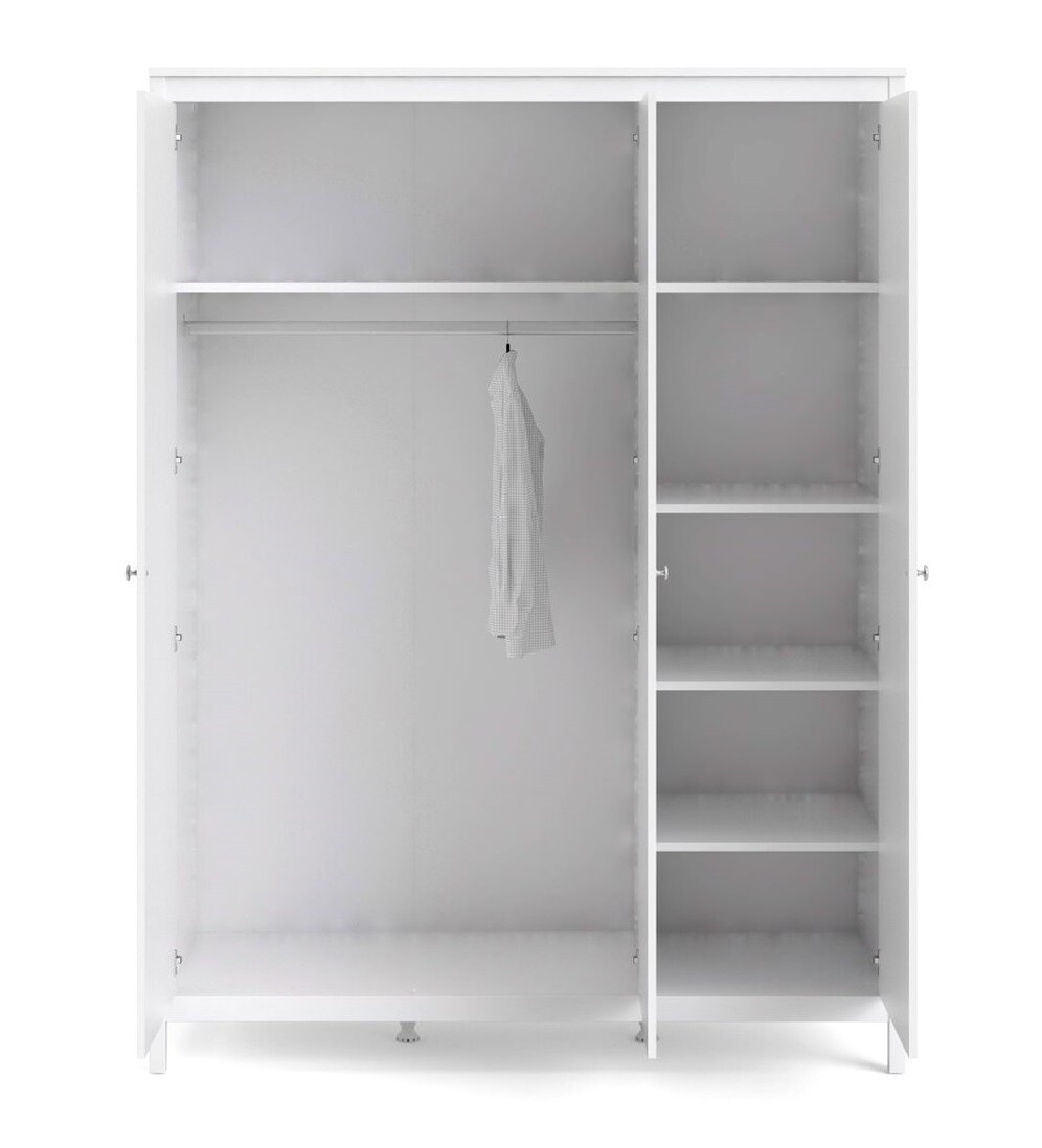 WHITE MADRID Garderob med 3 dörrar