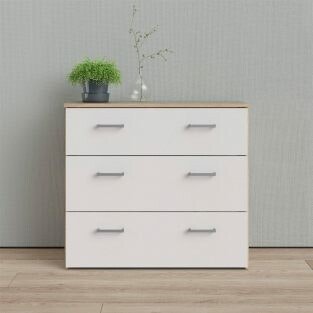 SPACE 70408 VIT / EK Byrå med 3 lådor