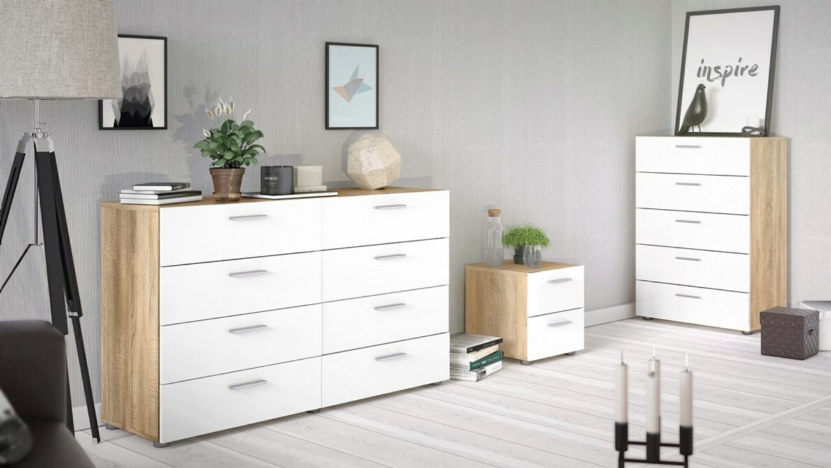 PEPE 70073 EK / HÖGBLANK VIT Byrå med 8 lådor