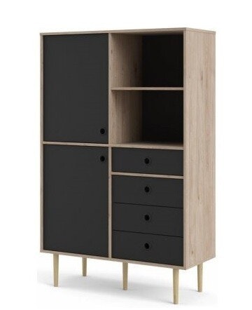 ROME BLACK 66303 Skåp med 2 dörrar och 4 lådor