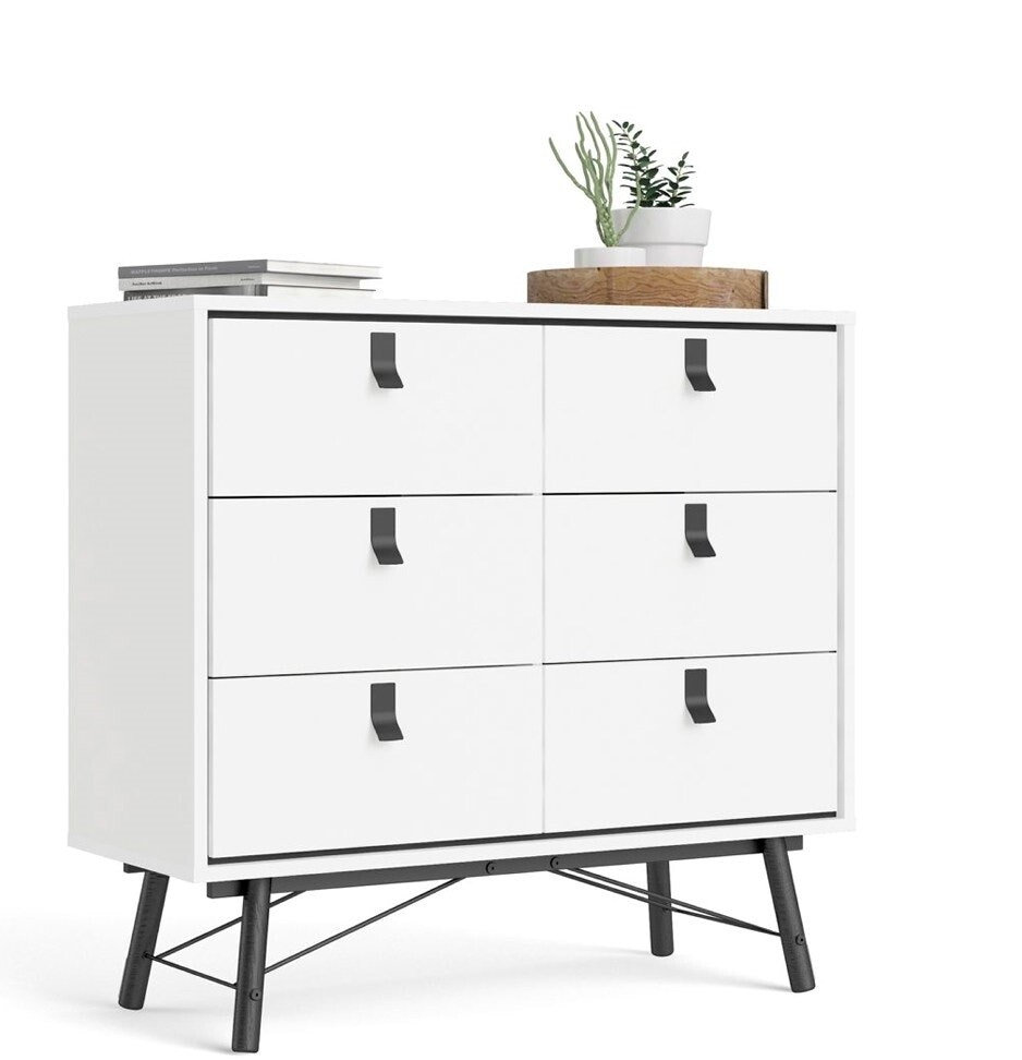 RYAN VIT 86013 Byrå med 6 lådor