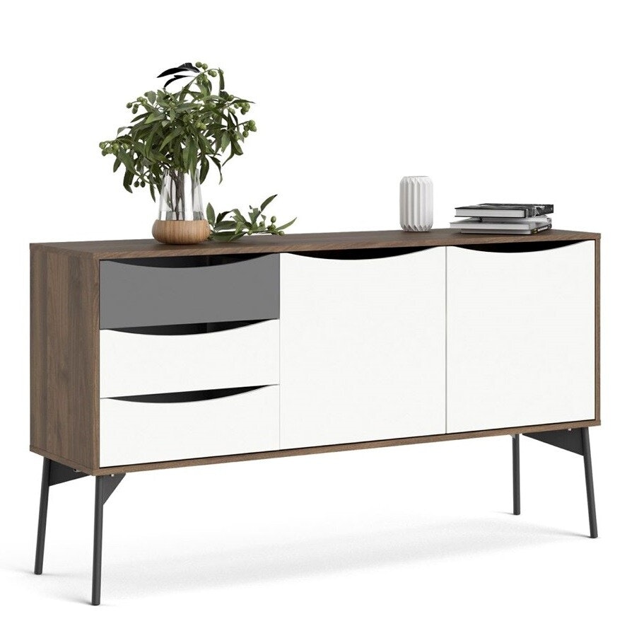 FUR WALNUT 86133 Skänk med 2 dörrar och 3 lådor