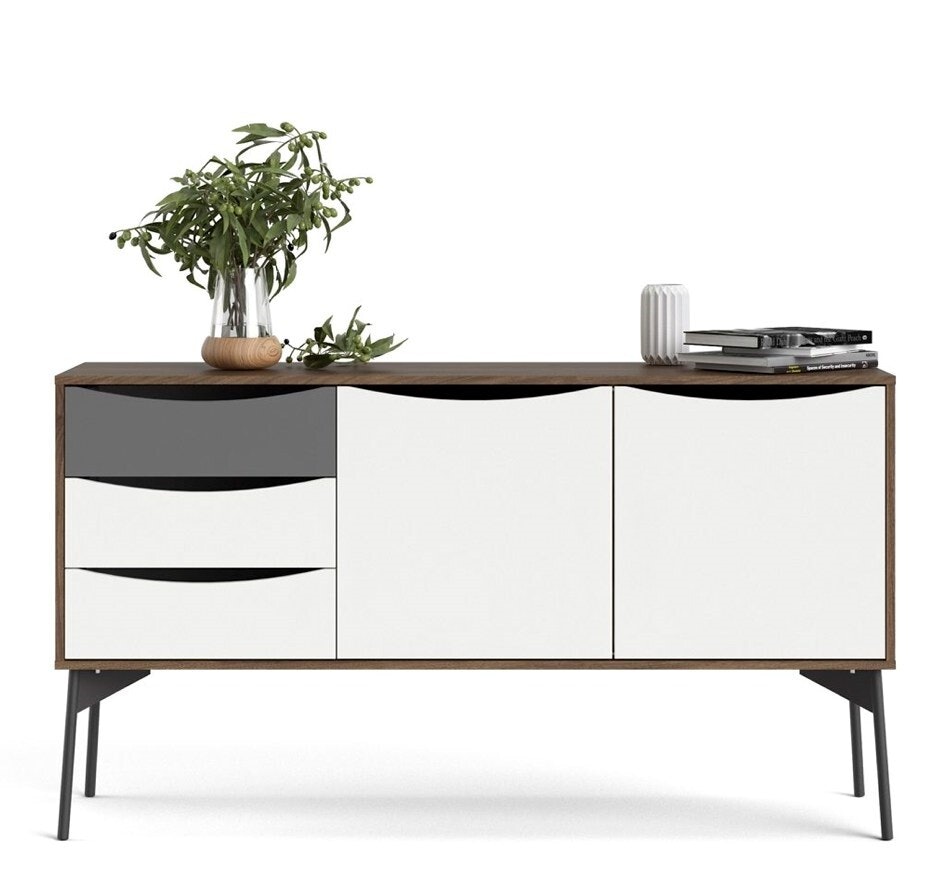 FUR WALNUT 86133 Skänk med 2 dörrar och 3 lådor