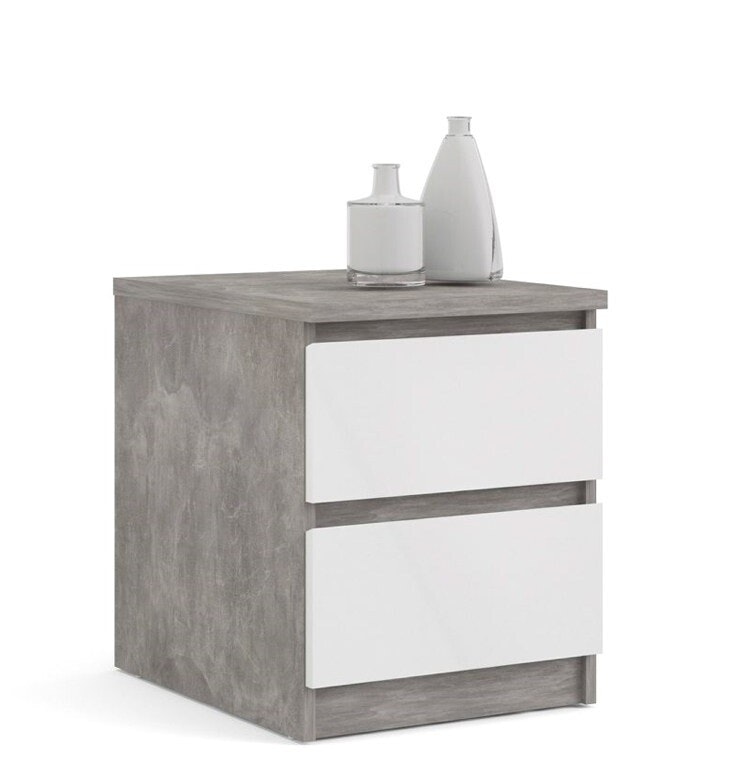 NAIA 76230 BETONG / HÖGBLANK VIT Sängbord