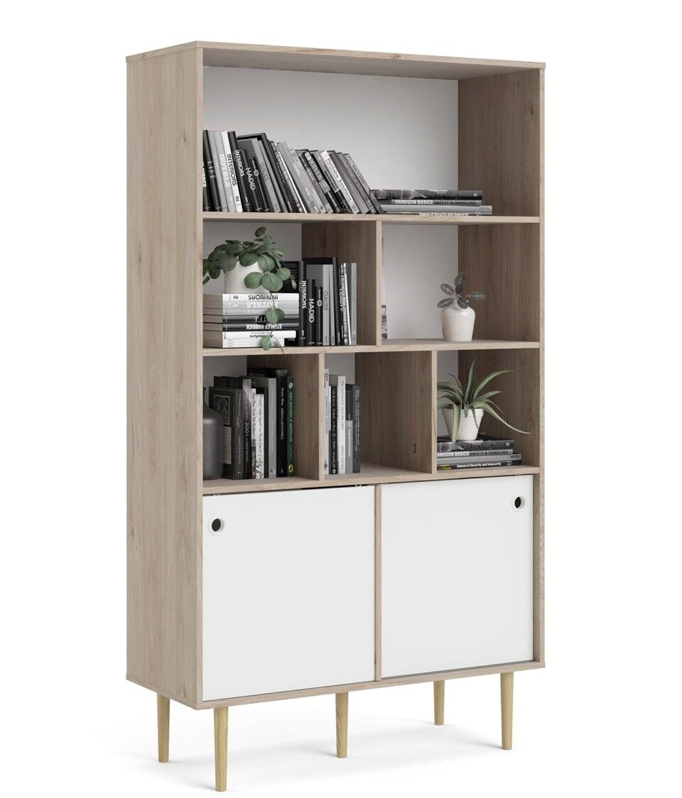 ROME WHITE 66302 Bokhylla med skjutdörrar