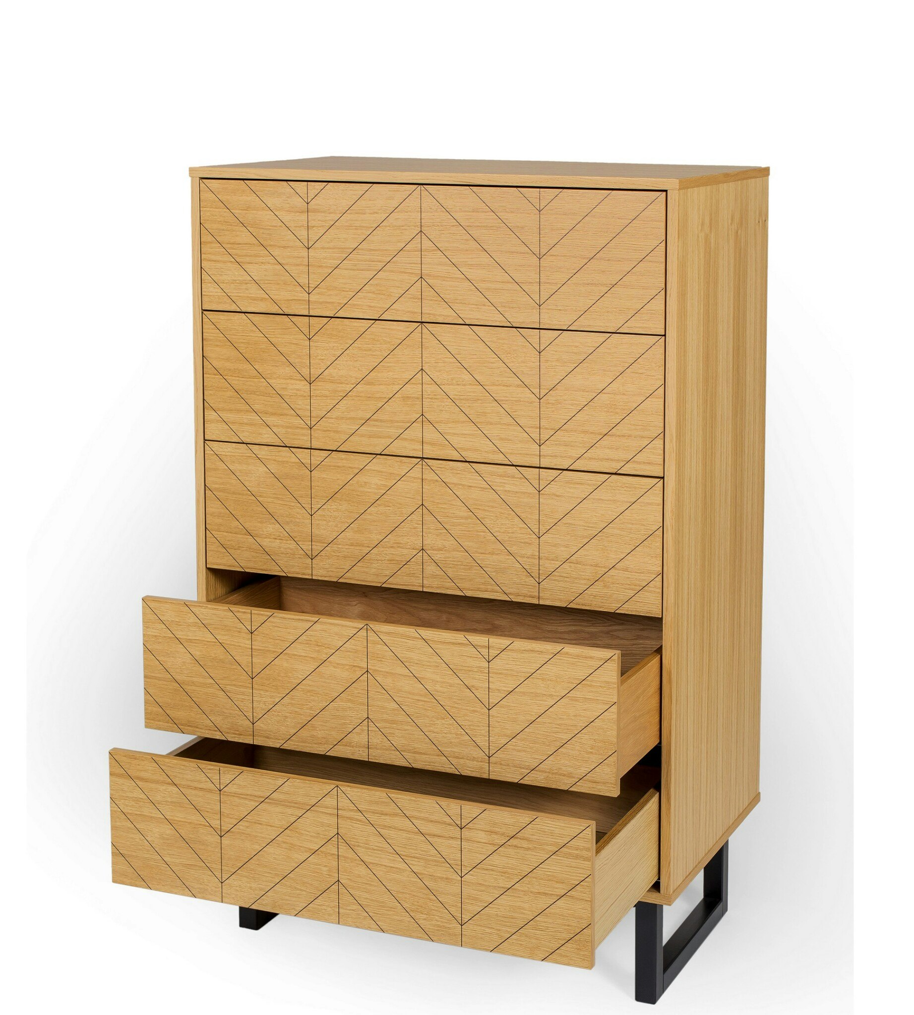 CAMDEN HERRINGBONE PRINT Byrå med 5 lådor