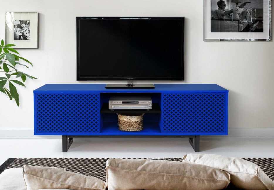 CAMDEN DIAMOND PRINT BLUE Tv-bänk