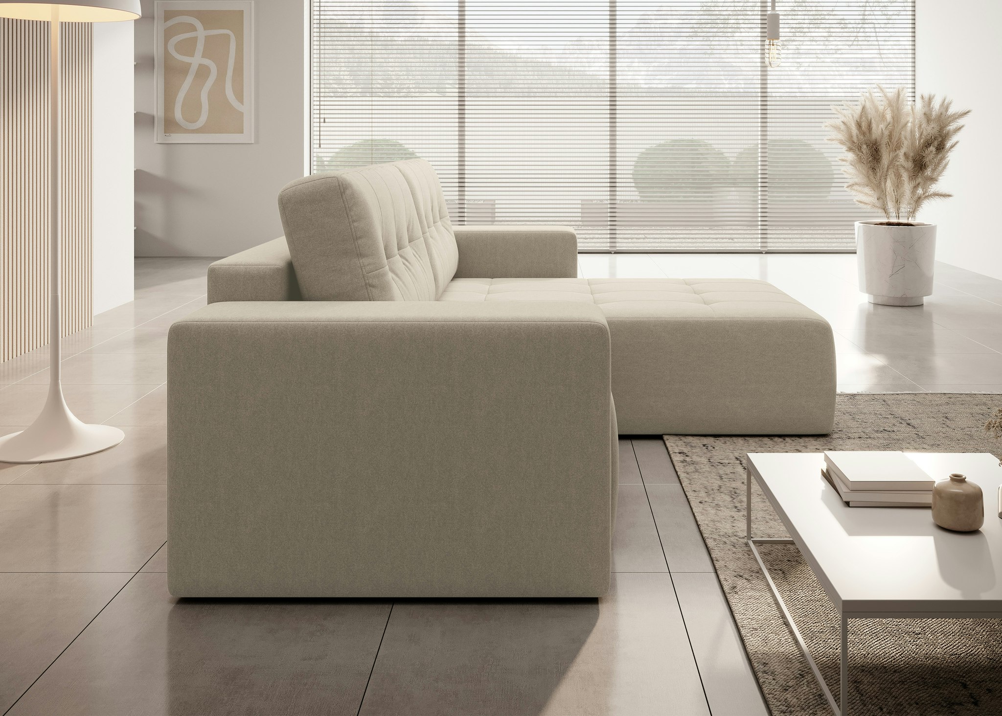 Bäddsoffa Divan Ljusbeige - VERTINO