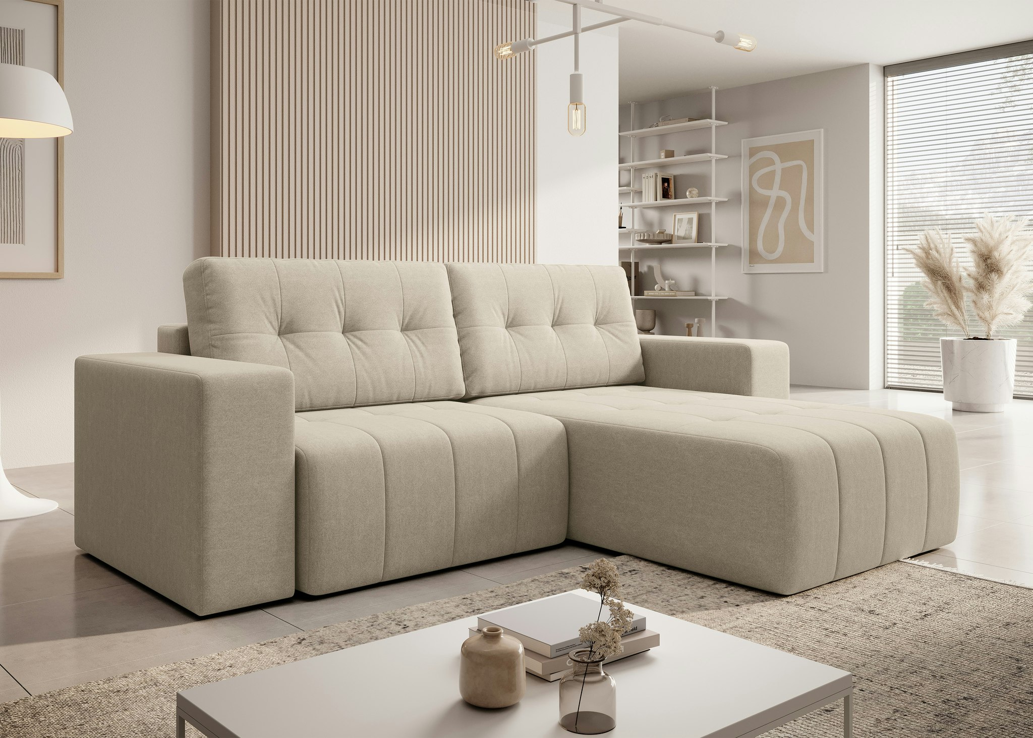 Bäddsoffa Divan Ljusbeige - VERTINO