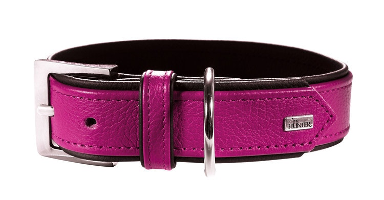 HUNTER Hundhalsband Capri Classic Nappaläder Hallon