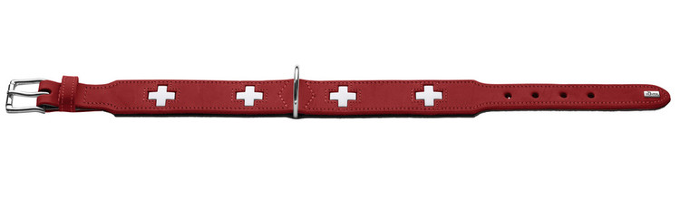 HUNTER Swiss Halsband Röd Ekologiskt Läder (Best. vara)