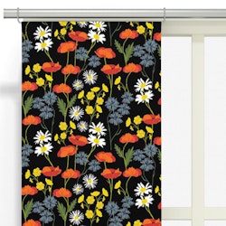 Panelgardiner Ängsblommor Svart 2-pack - Arvidssons Textil