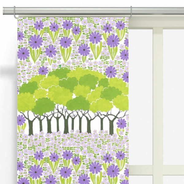 Panelgardiner Allé Grön/Lila 2-pack - Arvidssons Textil