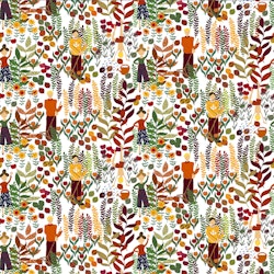 Metervara Tyg Trädgård Orange - Arvidssons Textil