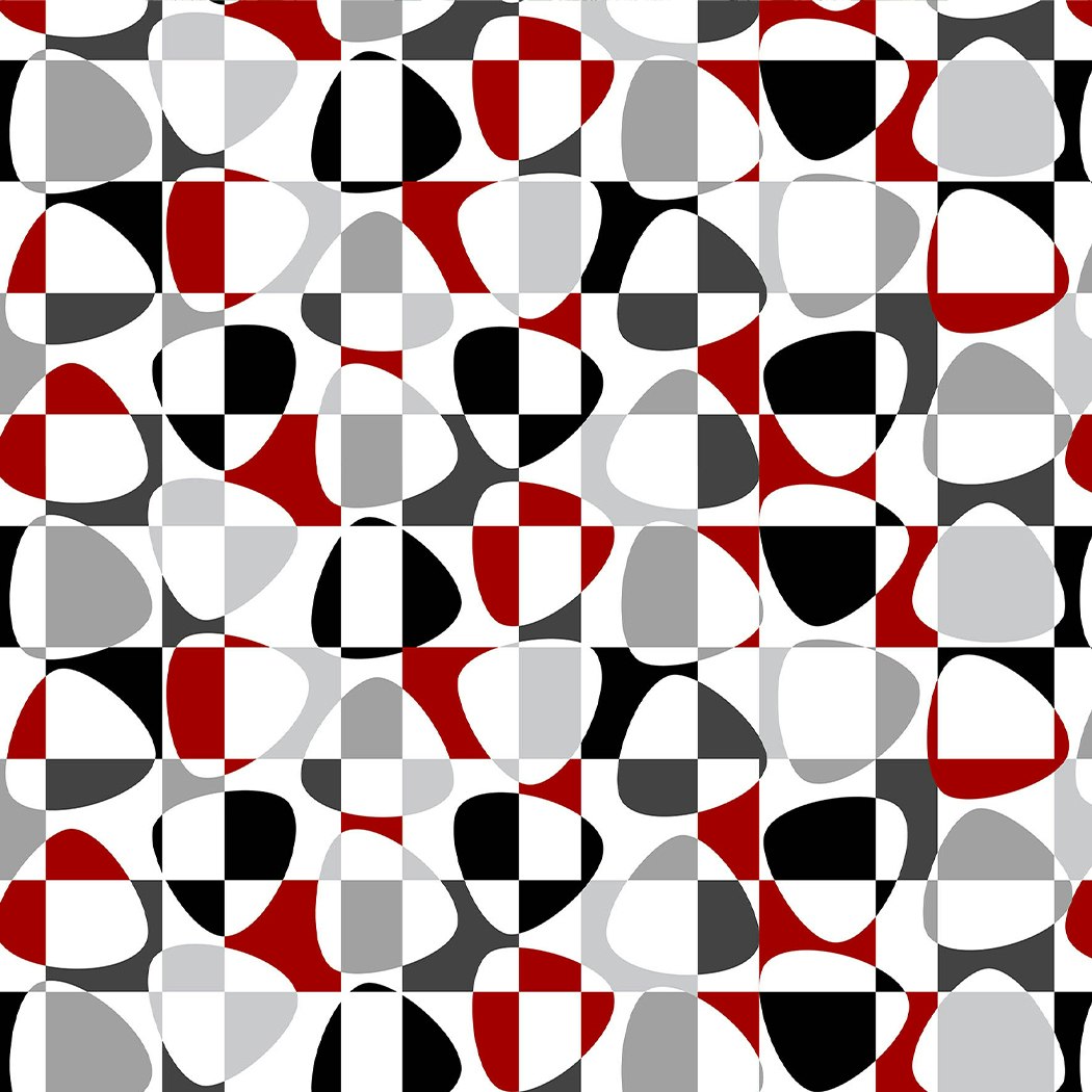 Metervara Tyg Mosaik Röd/Svart - Arvidssons Textil - Lillytex - Hemtextil  online