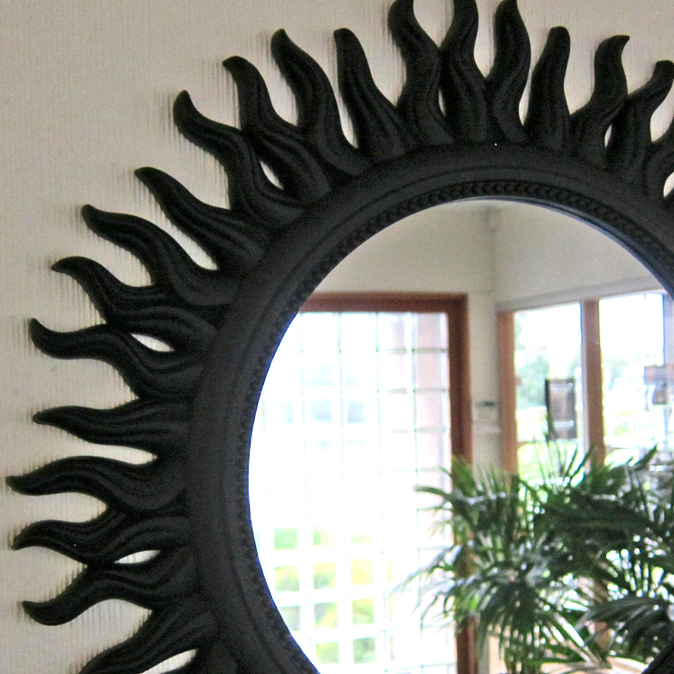 Spegel Sol Svart Ø50 cm