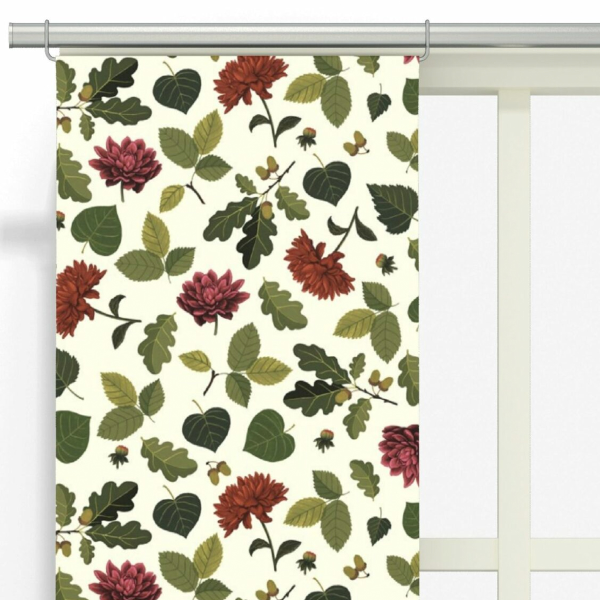 Panelgardiner Blommor och blad Grön/Multi 2-pack - Arvidssons Textil
