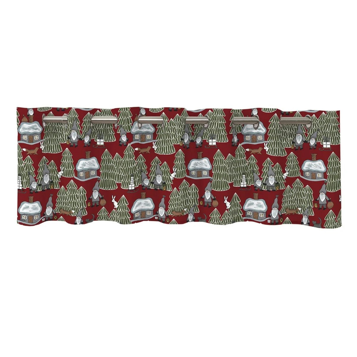 Gardinkappa Jul Tomtehus Röd Lillytex Hemtextil online