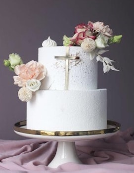 Dekor/ topper guld kors 12  cm