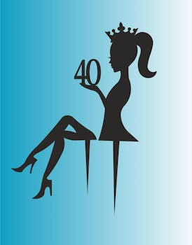 Cake topper Flicka med krona i svart akryl