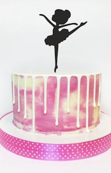 Cake topper lilla Ballerina i svart akryl