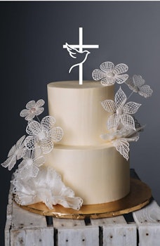 Cake topper/  ett kors med en duva